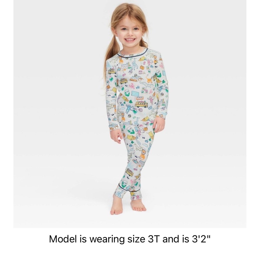 Roller Rabbit Kids Road Trip Camping Print Pajama Set Long Sleeve 2pc  3T